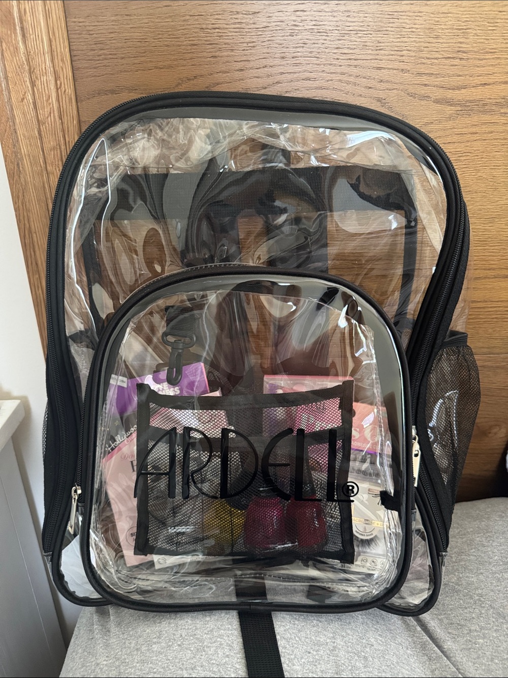 Ardell Clear PVC Backpack with Black Trim